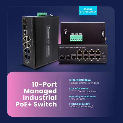 10-Port Managed Industrial PoE Switch