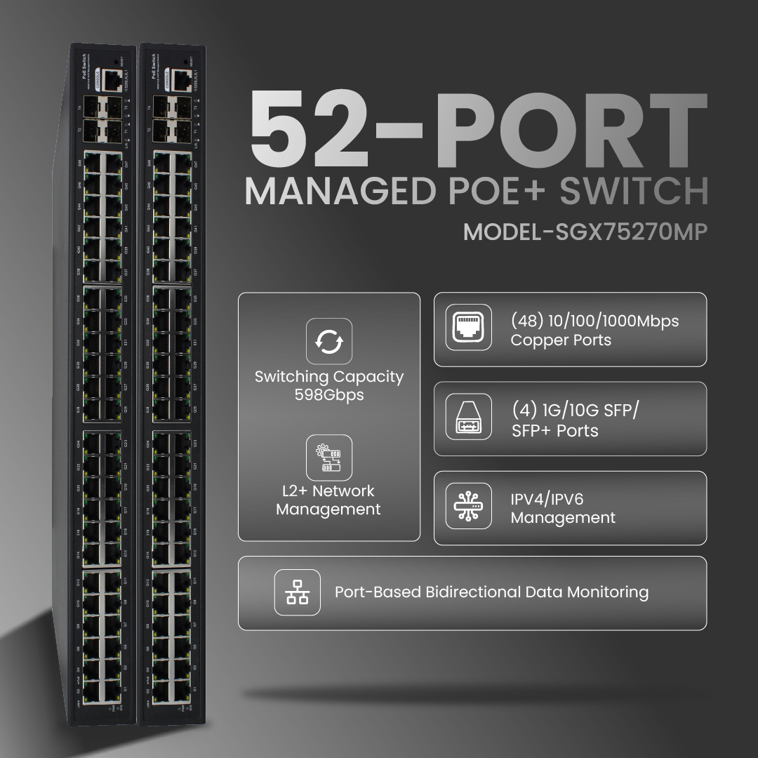 52-Port Managed PoE+ Switch