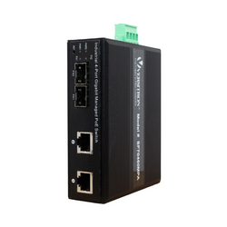 4-Port Managed Industrial PoE+ Switch | 2-RJ45 Ethernet Ports, 2-SFP Fiber Ports