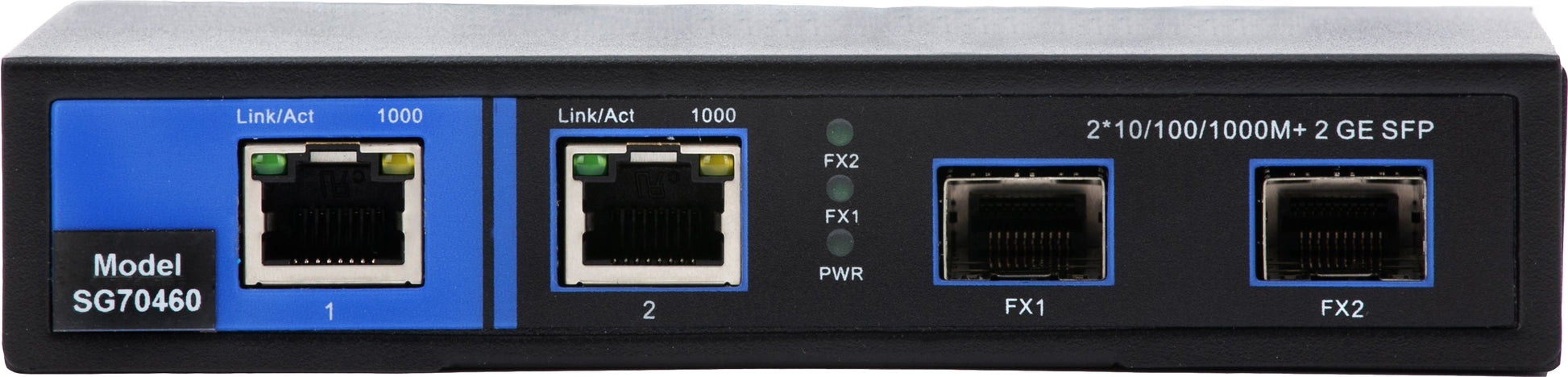 4-Port Unmanaged Switch  2-RJ45 Ethernet Ports, 2-SFP Fiber Ports –  Versitron
